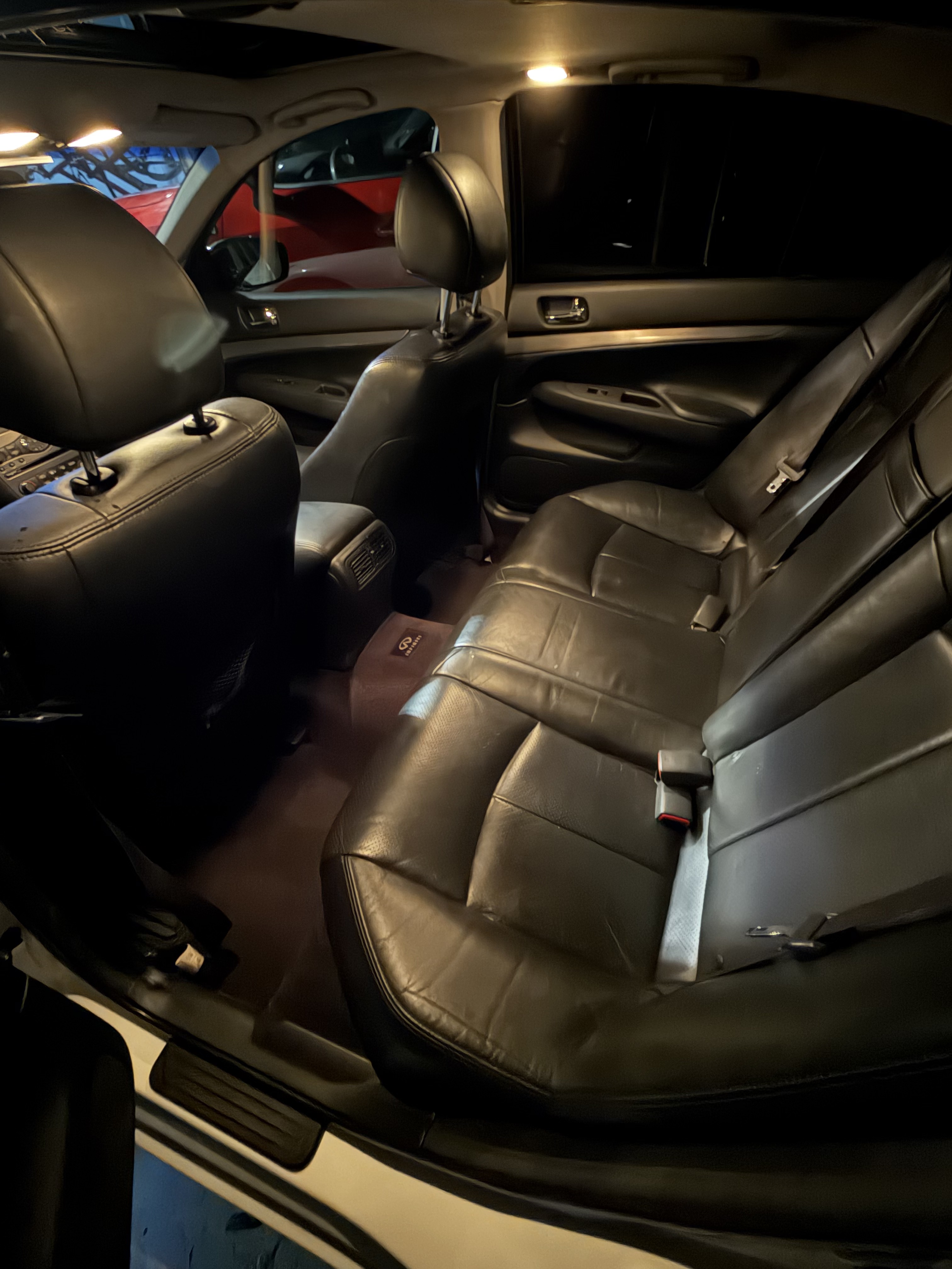 Immaculate back seat interior Infiniti detailing